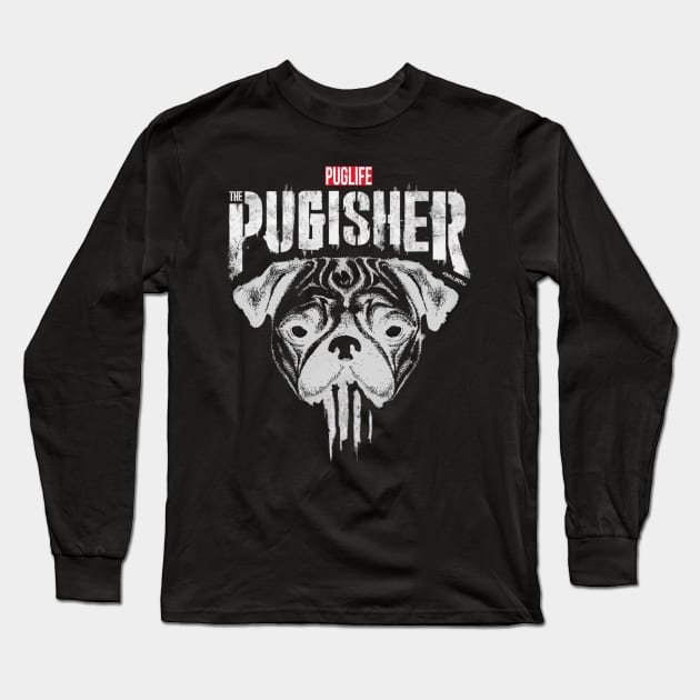 THE PUGISHER Long Sleeve T-Shirt by darklordpug